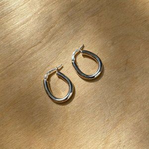 NWT Made in Italy 925 Sterling Silver Egg Hoop Earrings The Current New York